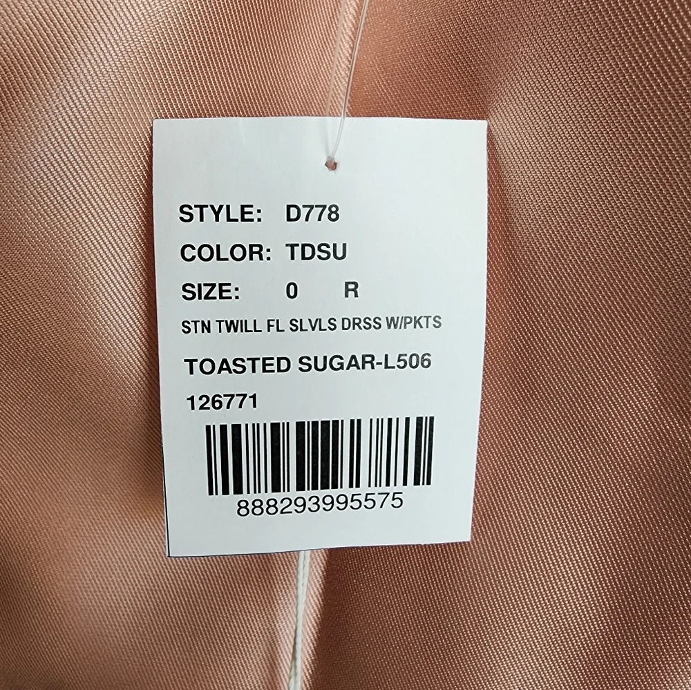 Alfred Sung Sleeveless V-Neck Satin Dress With Pockets In Toasted Sugar … - Picture 9 of 9